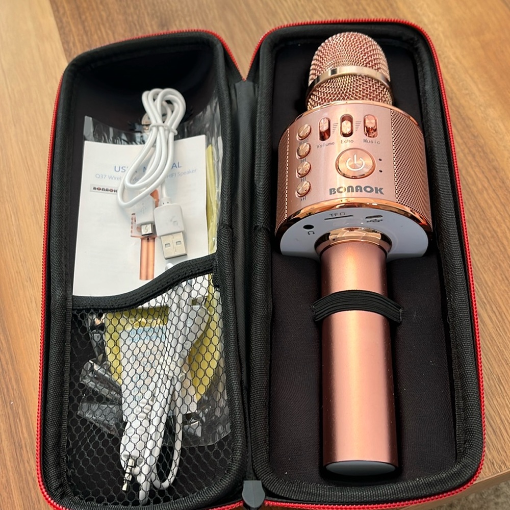 BONAOK BKLE003AM Wireless Karaoke Microphone - Rose Gold